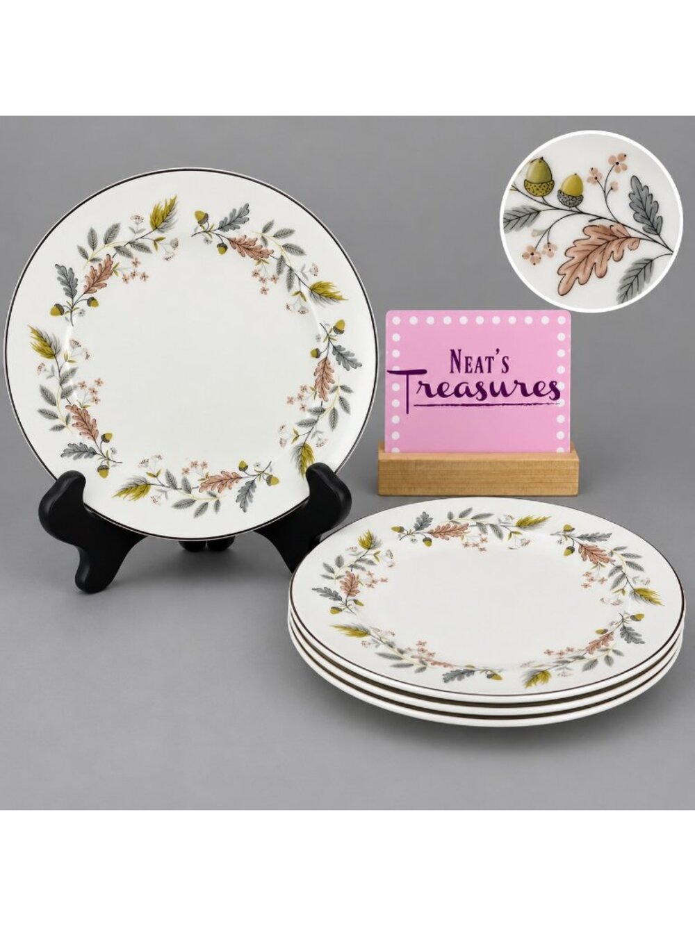 Johnson Brothers LYNTON OLDER SNOWHITE Floral England Bread Side Plates Set 4